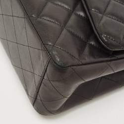 Pre Owned Chanel Black Quilted Lambskin Leather Maxi Classic Double Flap Bag