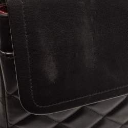 Pre Owned Chanel Black Quilted Lambskin Leather Maxi Classic Double Flap Bag