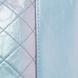 Pre Owned Chanel Light Blue Shimmer Quilted Aged Leather Medium Gabrielle Hobo