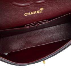 Pre Owned Chanel Black Medium Classic Lambskin Double Flap Bag