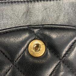 Pre Owned Chanel Black Medium Classic Lambskin Double Flap Bag