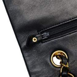 Pre Owned Chanel Black Medium Classic Lambskin Double Flap Bag