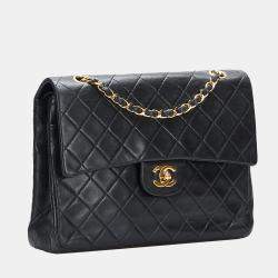 Chanel Black Medium Tall Classic Lambskin Double Flap