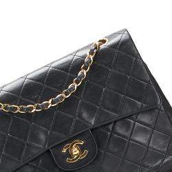 Chanel Black Medium Tall Classic Lambskin Double Flap