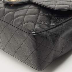 Chanel Black Quilted Caviar Leather Jumbo Classic Single Flap Bag