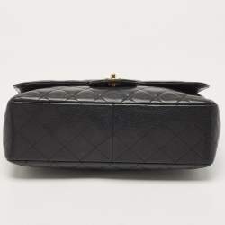 Chanel Black Quilted Caviar Leather Jumbo Classic Single Flap Bag