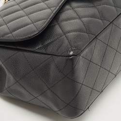 Chanel Black Quilted Caviar Leather Jumbo Classic Single Flap Bag