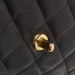 Chanel Black Quilted Caviar Leather Jumbo Classic Single Flap Bag