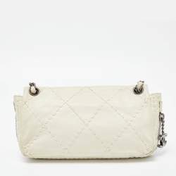 Pre Owned Chanel Cream Quilted Leather Ultimate Stitch Flap Bag