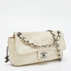 Pre Owned Chanel Cream Quilted Leather Ultimate Stitch Flap Bag