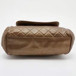 Pre Owned Chanel Gold Quilted Caviar Leather Timeless Accordion Flap Bag