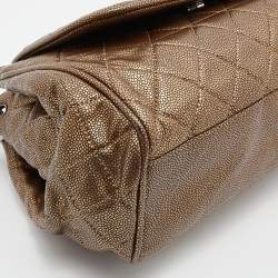 Pre Owned Chanel Gold Quilted Caviar Leather Timeless Accordion Flap Bag