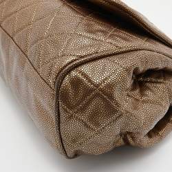 Pre Owned Chanel Gold Quilted Caviar Leather Timeless Accordion Flap Bag