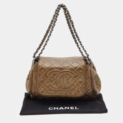Pre Owned Chanel Gold Quilted Caviar Leather Timeless Accordion Flap Bag
