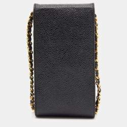 Chanel Black Caviar Quilted Leather Vintage Flap Chain Phone Case