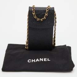 Chanel Black Caviar Quilted Leather Vintage Flap Chain Phone Case