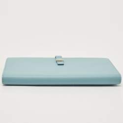 Pre Owned Chanel Light Blue Leather CC Flap French Continental Wallet