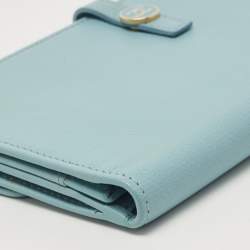 Pre Owned Chanel Light Blue Leather CC Flap French Continental Wallet