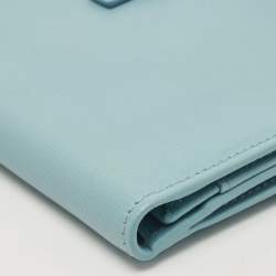 Pre Owned Chanel Light Blue Leather CC Flap French Continental Wallet