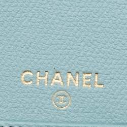 Pre Owned Chanel Light Blue Leather CC Flap French Continental Wallet