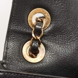 Pre Owned Chanel Black Diagonal Quilted Leather CC Flap Bag 