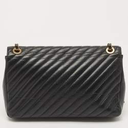Pre Owned Chanel Black Diagonal Quilted Leather CC Flap Bag 