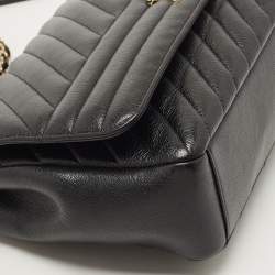 Pre Owned Chanel Black Diagonal Quilted Leather CC Flap Bag 