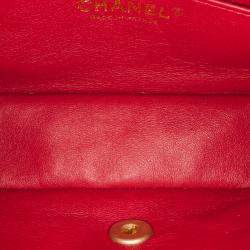 Pre Owned Chanel Red Mini Braided Classic Tweed Single Flap Bag
