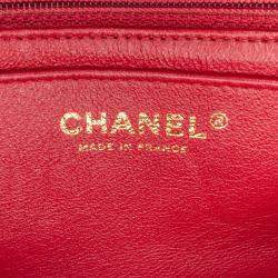 Pre Owned Chanel Red Mini Braided Classic Tweed Single Flap Bag