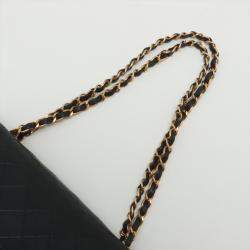 Pre Owned Chanel Black Leather Classic Double Flap Bag
