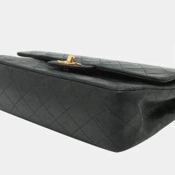 Pre Owned Chanel Black Leather Classic Double Flap Bag