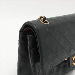 Pre Owned Chanel Black Leather Classic Double Flap Bag