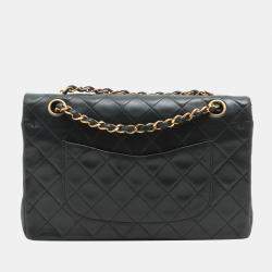 Pre Owned Chanel Black Leather Classic Double Flap Bag