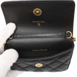Pre Owned Chanel Black Leather CC Mini Flap Bag 
