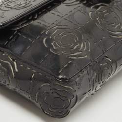 مملوكة مسبقًا Chanel Black Patent Leather Camellia Laser Cut East West Flap Bag