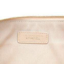Chanel Beige Leather chevron CC clutch