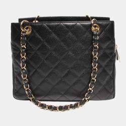 Pre Owned Chanel Black Leather CC Tote Bag