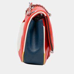 Pre Owned Chanel Red Small Lambskin Cuba Color Flap Bag
