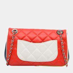 Pre Owned Chanel Red Small Lambskin Cuba Color Flap Bag