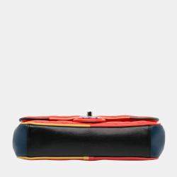 Pre Owned Chanel Red Small Lambskin Cuba Color Flap Bag