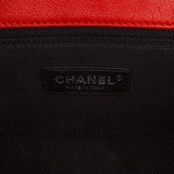 Pre Owned Chanel Red Small Lambskin Cuba Color Flap Bag