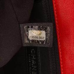 Pre Owned Chanel Red Small Lambskin Cuba Color Flap Bag