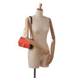 Pre Owned Chanel Red Small Lambskin Cuba Color Flap Bag