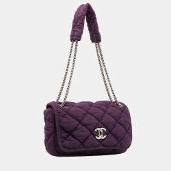 Pre Owned Chanel Purple Bubble Quilt Shoulder Bag