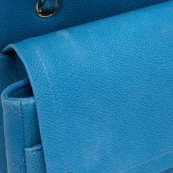 Chanel Blue Quilted Caviar Leather Maxi Classic Double Flap Bag