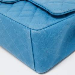 Chanel Blue Quilted Caviar Leather Maxi Classic Double Flap Bag