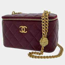 Chanel Red Leather CC Vanity Case