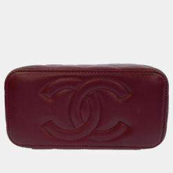 Chanel Red Leather CC Vanity Case