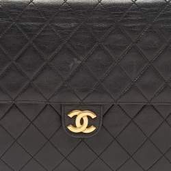 Chanel Black Leather Vintage CC Square Flap Shoulder Bag