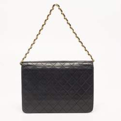 Chanel Black Leather Vintage CC Square Flap Shoulder Bag